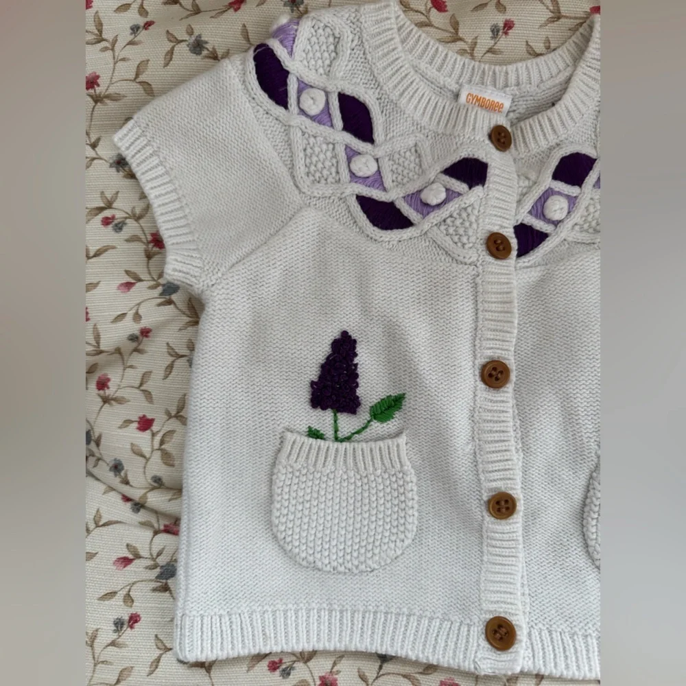 Hand Embroidered Lilac Gymboree Cardigan 12-18 months Cotton